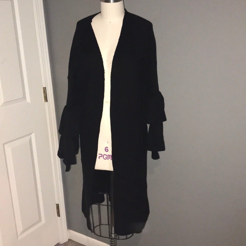 BooHoo black ruffle detailing cardigan